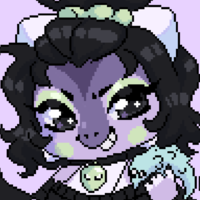 an anthro purple ankylosaurus character with a mischevious expression. pixel art illustration.